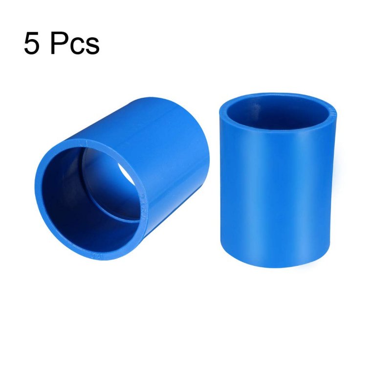 40mm Straight Pvc Pipe Fitting Coupling Adapter Connector Blue 5 Pcs