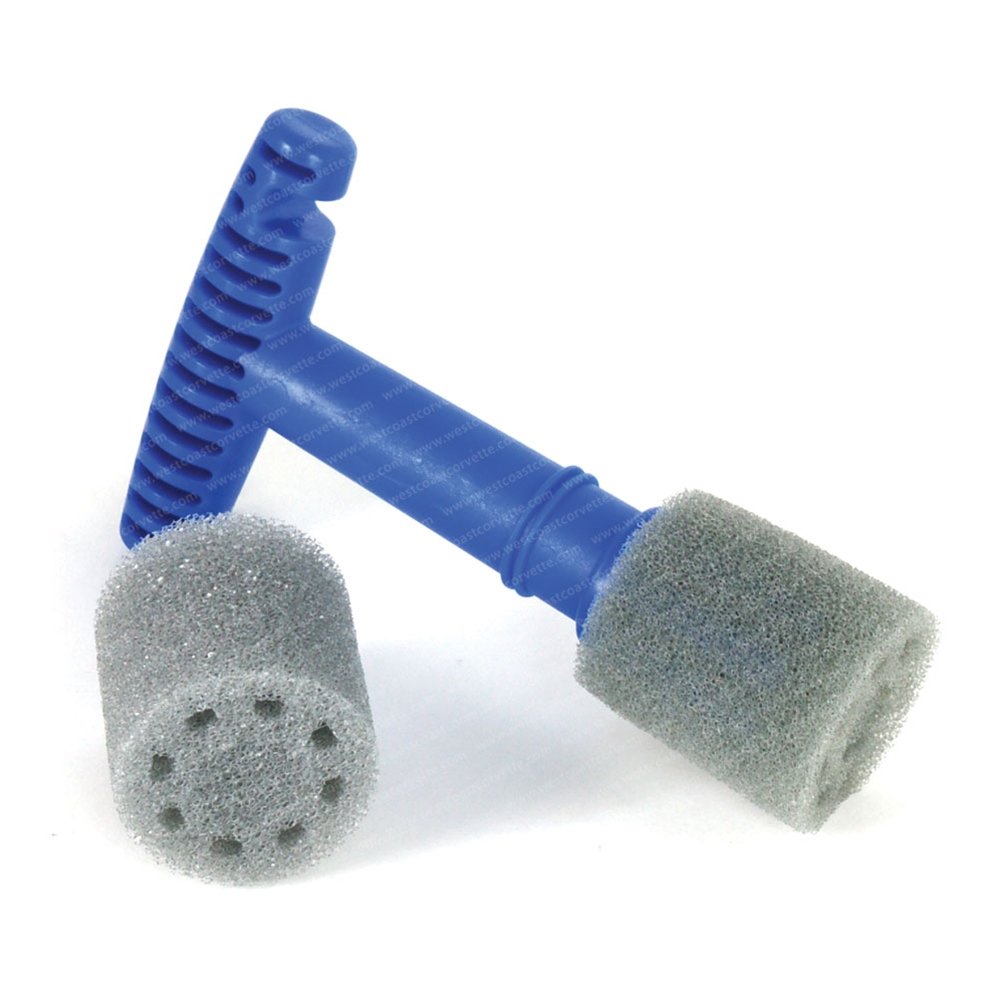Form Fitting Lug Nut Wheel Cleaning Brush With T Handle And Removable Foam Insert Blue Chrome Plated Recessed Polishing Kit