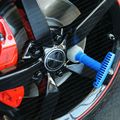 Form Fitting Lug Nut Wheel Cleaning Brush With T Handle And Removable Foam Insert Blue Chrome Plated Recessed Polishing Kit