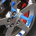 Form Fitting Lug Nut Wheel Cleaning Brush With T Handle And Removable Foam Insert Blue Chrome Plated Recessed Polishing Kit