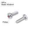 Uxcell M3x8mm Machine Screws Pan Phillips Cross Head Screw 304 Stainless Steel Fasteners Bolts 30pcs