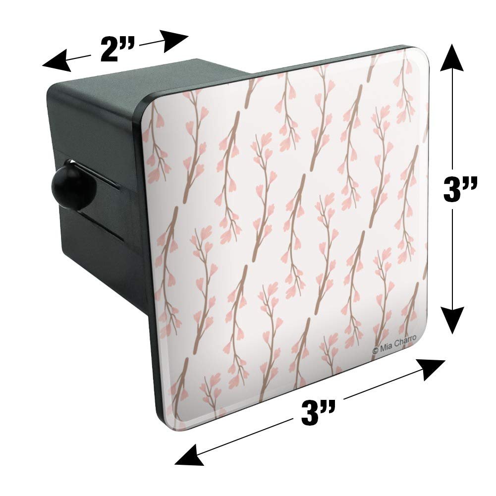 Cherry Blossoms Flowers Pattern Tow Trailer Hitch Cover Plug Insert For 2 In Receivers Durable Black Abs Plastic With Uv