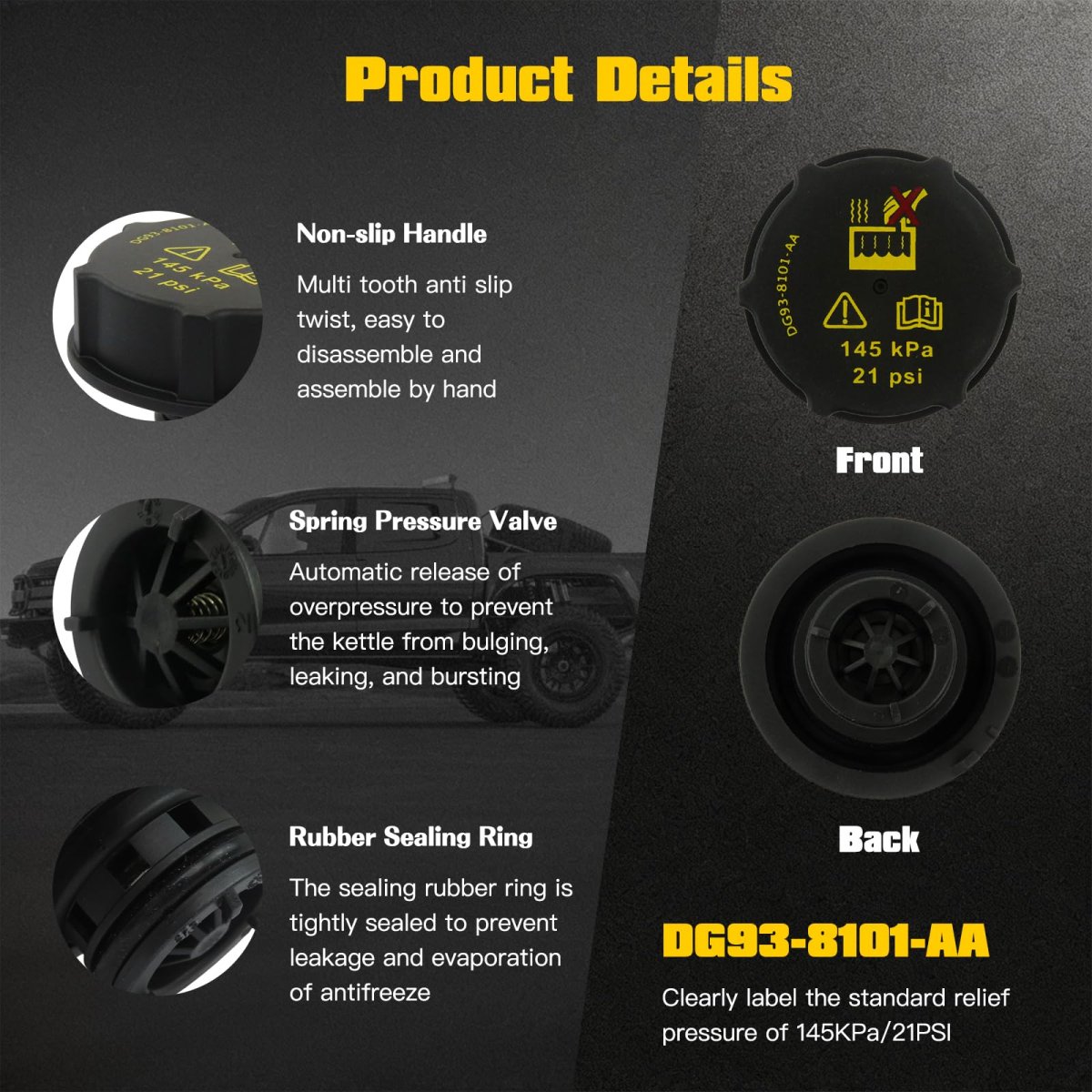 Radiator Surge Tank Coolant Cap 2 Piece Set For Ford Transit 150 250 350 350hd F150 Expedition Explorer Lincoln And Mazda