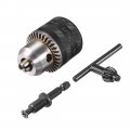 Uxcell Drill Chucks 3 8-24unf Threaded 1 5-10mm Capacity Hex Shank With Chuck Key For Electric Impact Corded Cordless Black