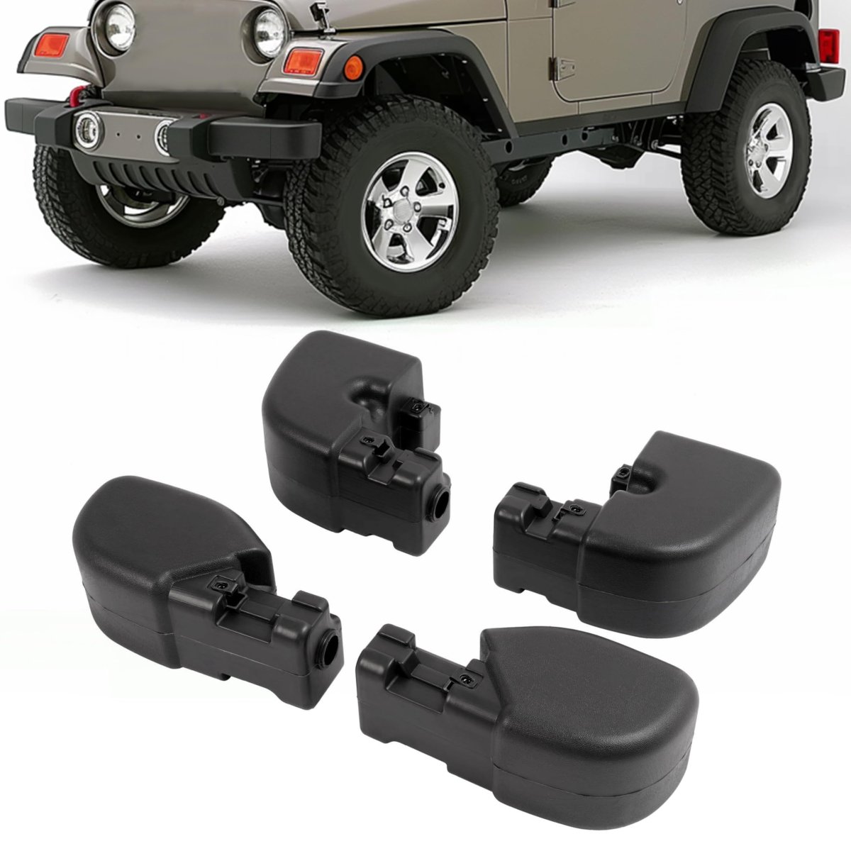 Front And Rear Bumper End Caps For 1997 To 2006 Jeep Wrangler 4 Piece Corner Protection Replacement Bl3796 Ch1005128 Ch1004128