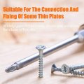100 Pcs M2x20mm Flat Head Wood Self Tapping 304 Stainless Steel Screw Phillips Drilling