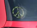 Camouflage Green Peace Sign Car Window Decal 6 X Inches
