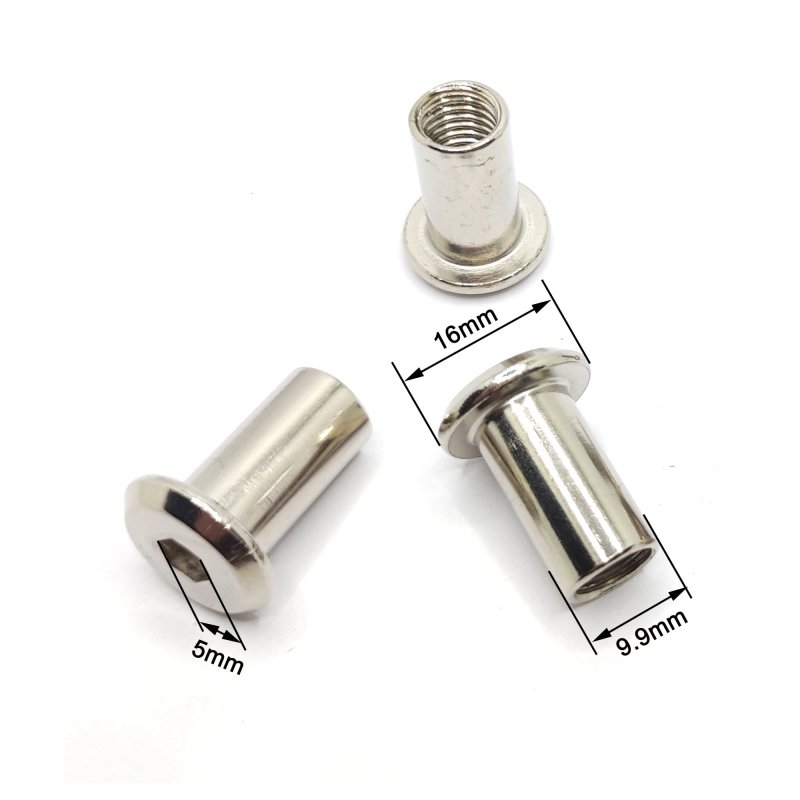 Screw Post Fit For 3 8 Inch 10mm Hole Dia Male M8x40mm Female 18mm Hex Drive Binding Bolts Leather Wood Furniture Carbon Steel
