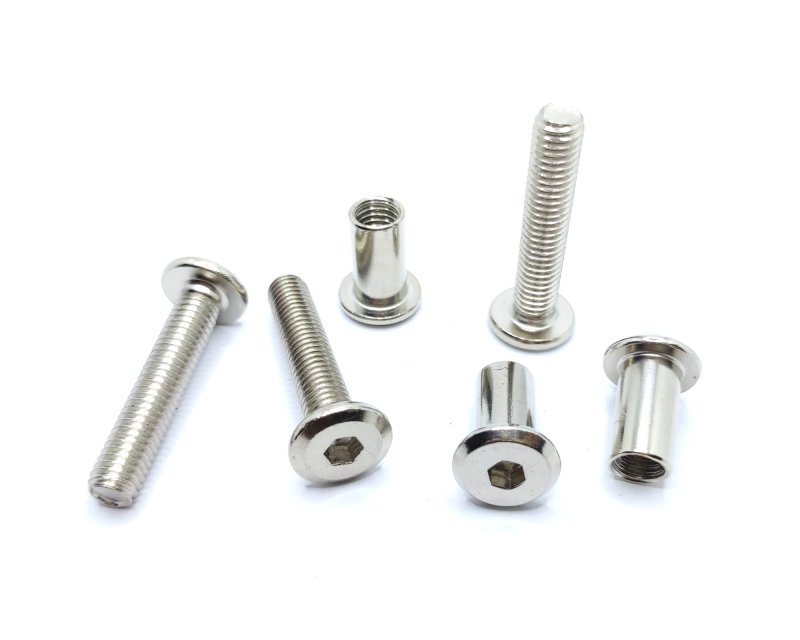 Screw Post Fit For 3 8 Inch 10mm Hole Dia Male M8x40mm Female 18mm Hex Drive Binding Bolts Leather Wood Furniture Carbon Steel