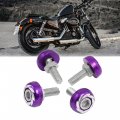 Uxcell Purple Silver Tone License Plate Bolts Screws Car Ornament 4 Pcs