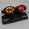 Httmt Mt374- Black Smoke Lens Universal Cat Eye Custom Motorcycle All-in-1 Tail Brake License Plate Turn Signal Light
