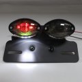 Httmt Mt374- Black Smoke Lens Universal Cat Eye Custom Motorcycle All-in-1 Tail Brake License Plate Turn Signal Light