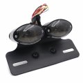 Httmt Mt374- Black Smoke Lens Universal Cat Eye Custom Motorcycle All-in-1 Tail Brake License Plate Turn Signal Light