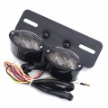 Httmt Mt374- Black Smoke Lens Universal Cat Eye Custom Motorcycle All-in-1 Tail Brake License Plate Turn Signal Light