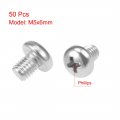 Uxcell M5x6mm Machine Screws Phillips Cross Pan Head Screw 304 Stainless Steel Fasteners Bolts 10mm Dia 50pcs