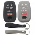 2 Pack Silicone Smart Key Fob Cover Case For Toyota Sienna 2021 2022 2023 6 Buttons Protective Rubber Shell With Keychain Black 
