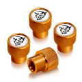 Dodge Demon In White On Golden Premium Anodized Aluminum Tire Valve Stem Caps Set Of 4 