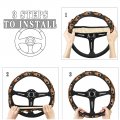 Fehuew Fire Rugby Balls Football Steering Wheel Cover For Women Girls 15 Inch Universal Auto Car Anti Slip Wrap Covers Fit