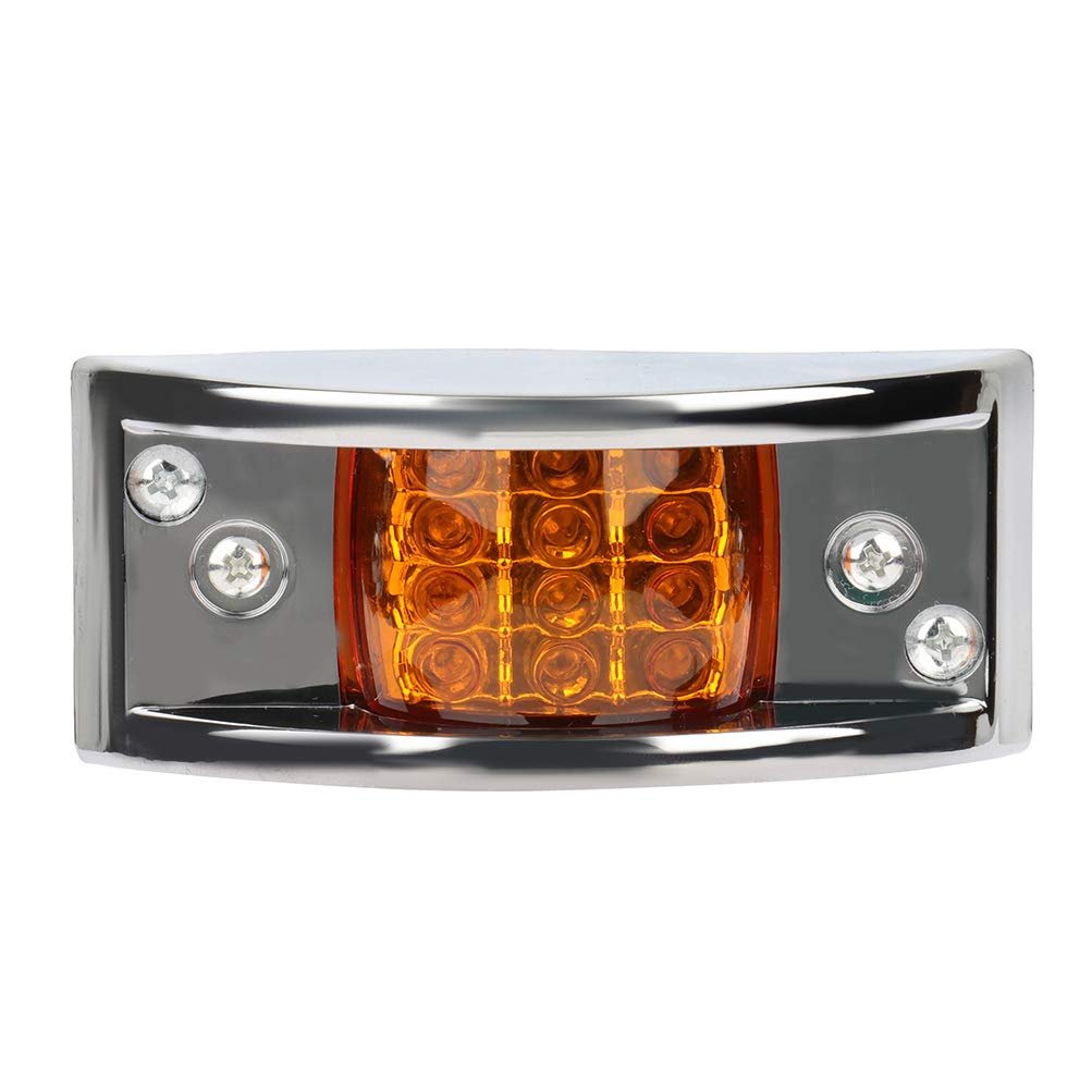 2 Pack Led Rectangular Armored Style Side Marker Lights Amber Lens Waterproof Universal Fit For Freightliner International