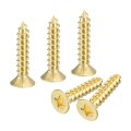 5pcs Brass Wood Screws M6 X 30mm Phillips Flat Head Self Tapping Woodworking Screw For Door Hinges Wooden Furniture Home 