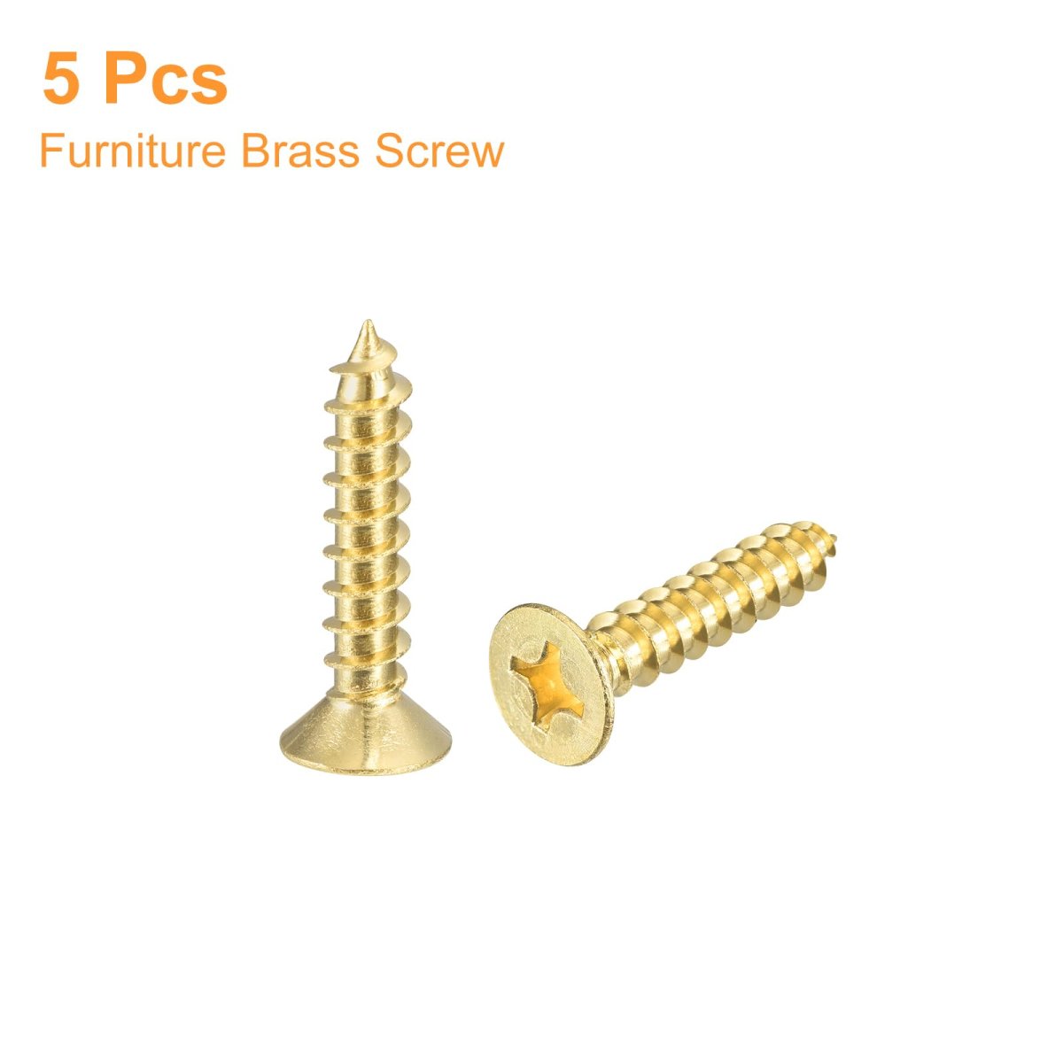 5pcs Brass Wood Screws M6 X 30mm Phillips Flat Head Self Tapping Woodworking Screw For Door Hinges Wooden Furniture Home