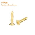 5pcs Brass Wood Screws M6 X 30mm Phillips Flat Head Self Tapping Woodworking Screw For Door Hinges Wooden Furniture Home