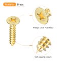5pcs Brass Wood Screws M6 X 30mm Phillips Flat Head Self Tapping Woodworking Screw For Door Hinges Wooden Furniture Home