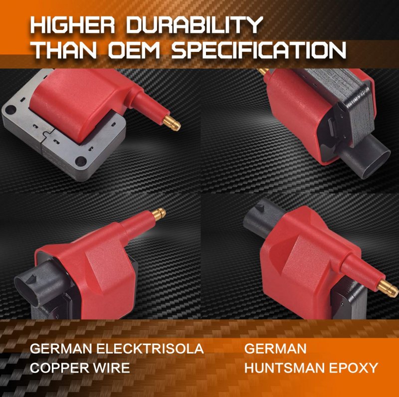 Ena Red Ignition Coil Pack For Chrysler Dodge Jeep Cherokee Wrangler Plymouth Sundance Acclaim Voyager B150 B250 B350 B2500