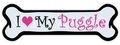 Pink Dog Bone Shaped Magnet I Love My Puggle Pug Beagle Cars Trucks Refrigerators 
