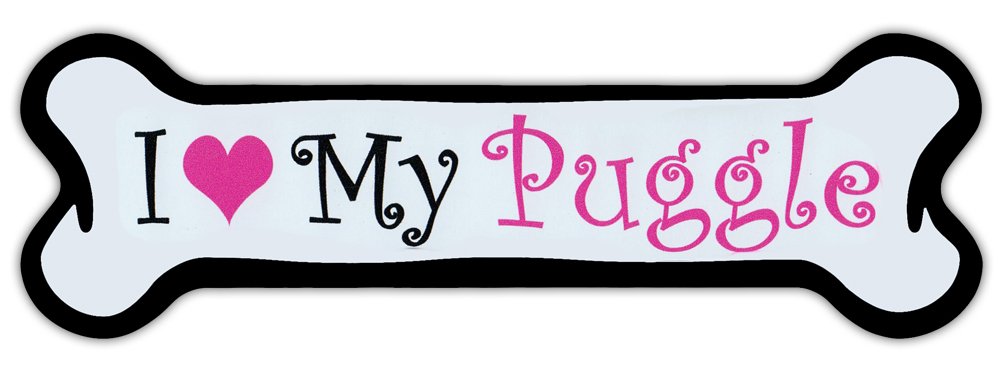 Pink Dog Bone Shaped Magnet I Love My Puggle Pug Beagle Cars Trucks Refrigerators