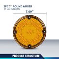 Turn Signal Tail Light 47 Led 2pc 7 In Round Amber For School Bus Transit Vehicles Refuse Hauler