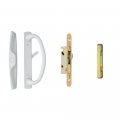 Rockwell Security Euro Charlotte Patio Sliding Door Handle Set With Mortise Lock And Keeper White Finish Fits 1-1 2 1-3 4 Inch 