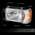 Chrome Houisng Amber Side Headlight Head Lamps Tool Kit For Ford F-150 F-250 F-350 Bronco 87-91