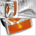 Chrome Houisng Amber Side Headlight Head Lamps Tool Kit For Ford F-150 F-250 F-350 Bronco 87-91