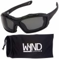 Clickback Model 330 Polarized Motorcycle Riding Sunglasses Black Smoke Lens Large Frame With Removable Foam Liner And 