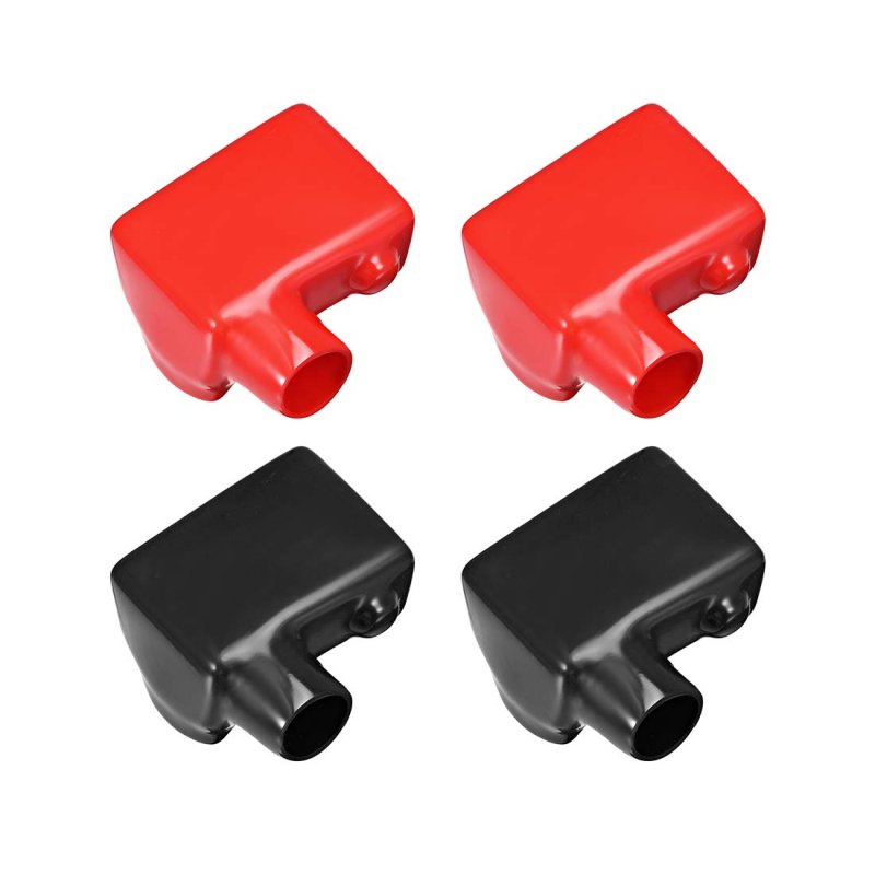 Battery Terminal Insulating Rubber Protector Covers For 17mm Cable Rectangle Shape Red Black 2 Pairs