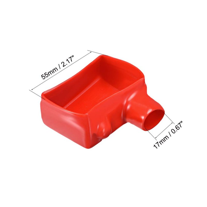 Battery Terminal Insulating Rubber Protector Covers For 17mm Cable Rectangle Shape Red Black 2 Pairs