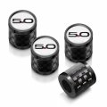 Ipick Image For Ford Mustang 5 0 In White On Real Carbon Fiber Barrel Black Aluminum Tire Valve Stem Caps