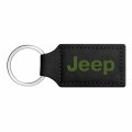 Ipick Image Compatible With Jeep In Green Rectangular Black Leatherette Key Chain