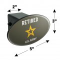 U S Army Retired Logo Oval Tow Trailer Hitch Cover Plug Insert