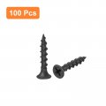 Uxcell M3 8x25mm Flat Head Sheet Metal Screws 200pcs Phillips Drive Wood Black Oxide Carbon Steel Self Tapping Drywall