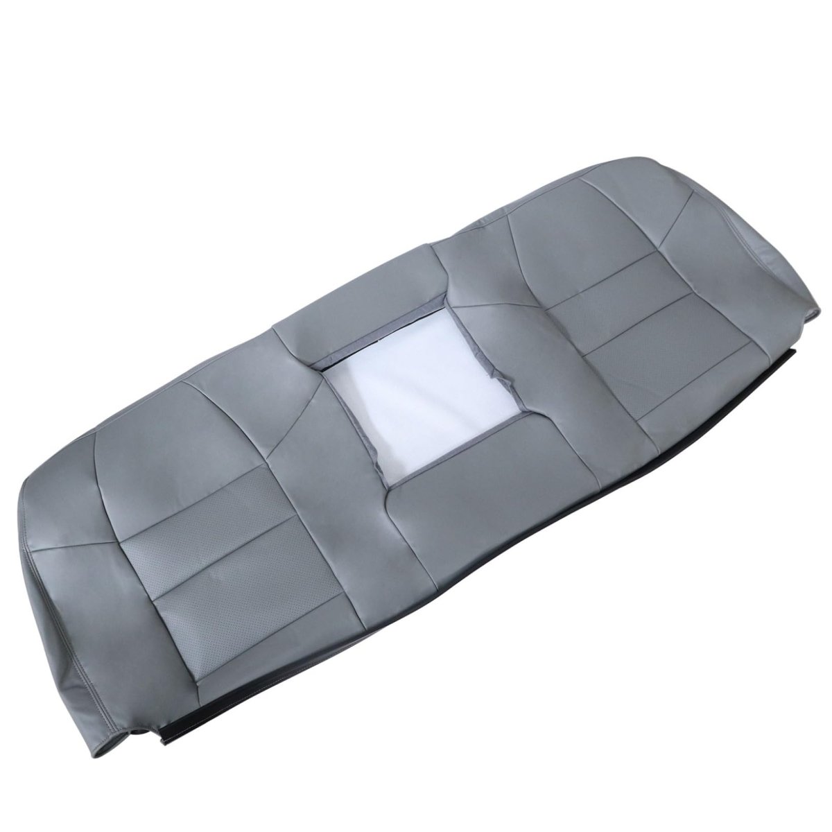 Gray Perforated Microfiber Leather Rear Bench Backrest Seat Cover For Ford F250 F350 F450 F550 Super Duty 2002 2003 2004 2005
