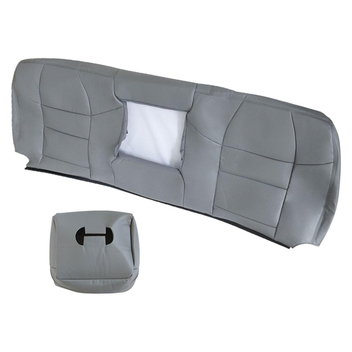 Gray Perforated Microfiber Leather Rear Bench Backrest Seat Cover For Ford F250 F350 F450 F550 Super Duty 2002 2003 2004 2005