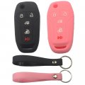 Kcpros 2pcs Rubber Silicone 5 Buttons Remote Smart Flip Key Fob Cover Case Protector Keyless With Keychain For Ford Transit Van 