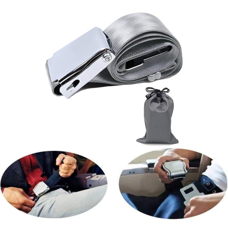 Adjustable Airplane Seat Belt Extender Universal 7 To 39 In Length For Most Us Airlines Except Southwest Gray