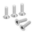 M4-0 7 X 14mm Flat Head Torx Anti Theft Machine Screws 10 Pcs 304 Stainless Steel Drive Countersunk Full Thread Silver 