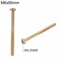 Uxcell M6x90mm Furniture Screw Hex Socket Machine Screws Zinc Plated Fasteners Bolts Half Thread Carbon Steel 15pcs