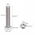 Uxcell M10 X 55mm Hex Head Screws Bolts Nuts Flat Lock Washers Kits 304 Stainless Steel Fully Thread Hexagon 6 Sets