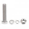 Uxcell M10 X 55mm Hex Head Screws Bolts Nuts Flat Lock Washers Kits 304 Stainless Steel Fully Thread Hexagon 6 Sets