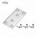 Uxcell Flat Straight Brace Repair Plate 80 X 40 2mm Stainless Steel Fixing Mending Bracket Connector Silver For Furniture Shelf